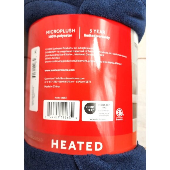 2023 Sunbeam Microplush Heated Throw - Rich & Cozy, Easy Push Button Control - Picture 8 of 12